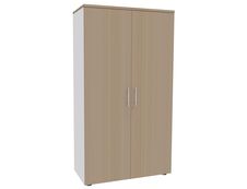 Armoire haute INEO/LEVEL/STEELY/WOODY - L80 x H180 x P47 - 2 portes - Corps blanc - Portes et dessus imitation Chêne clair