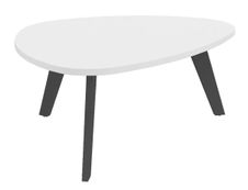 Table basse galet - L100xH42xP90/80 - pied carbone - plateau blanc