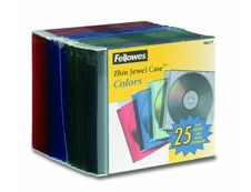 Fellowes - 25 boîtiers fins pour CD - couleurs assorties
