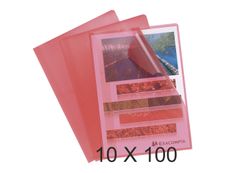 Exacompta - 10 Packs de 100 Pochettes coin grainées - A4 - 12/100 - rouge