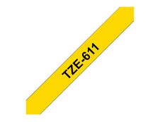 Brother TZe611 - Ruban d'étiquettes auto-adhésives - 1 rouleau (6 mm x 8 m) - fond jaune écriture noire 