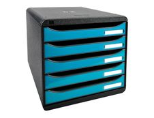 Exacompta BigBox Plus - Module de classement 5 tiroirs - noir/bleu turquoise