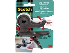 Scotch Clip & Twist - Dévidoir gris avec ruban adhésif Scotch Magic 19 mm x 8,89 m