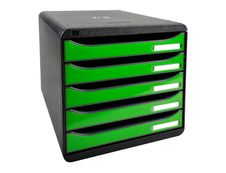 Exacompta BigBox Plus - Module de classement 5 tiroirs - noir/vert pomme