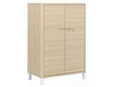 Rangement mi-haut ABSOLU - L81 x H118 x P45 - 2 portes - Chêne structuré