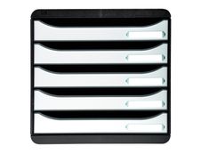 Exacompta BigBox Plus - Module de classement 5 tiroirs - noir/blanc brillant