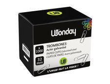 Wonday - 1000 Trombones galvanisés - 32 mm - acier