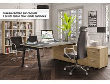 Bureau STEELY Manager - L180 x P100 x H72,5 cm - plateau imitation Chêne gris - Pieds carbone