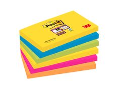 Post-it - 6 Blocs notes Super Sticky Rio - couleurs vives assorties - 76 x 127 mm