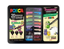 Posca Street Kawaï - Pack de 20 marqueurs – coffret métallique - pointes et couleurs assorties