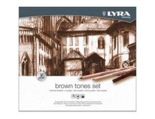 LYRA Grey tones - Coffret métal de 25  crayons, pastels et accessoires - tons marrons