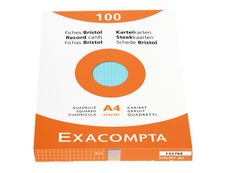 Exacompta - Pack de 100 Fiches Bristol - A4 - petits carreaux - couleurs assorties