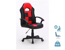 Fauteuil gamer FORMULE 1 - accoudoirs fixes - noir et rouge