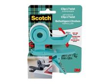 Scotch Clip & Twist - Dévidoir turquoise avec ruban adhésif Scotch Magic 19 mm x 8,89 m