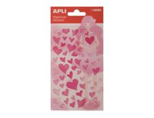 APLI kids - Stickers adhésifs - 56 pièces - cœurs roses et paillettes
