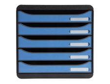 Exacompta Clean'Safe - Module de classement 5 tiroirs - noir/bleu