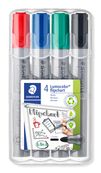 STAEDTLER MARQUEUR FLIPCHART  LUMOCOLOR - Pack de 4 marqueurs permanents  - pointe ogive - couleurs assorties