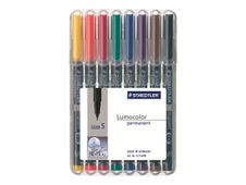 STAEDTLER Lumocolor 313 - 8 Marqueurs - permanent - couleurs assorties - 0.4 mm