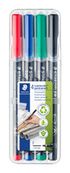 STAEDTLER LUMOCOLOR 318 - Pack de 4 marqueurs permanents - pointe fine - couleurs assorties