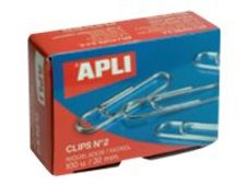 APLI No.2 - Clips de papeles - 32 mm - níquel - paquete de 100