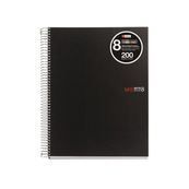 Miquelrius The Original - Cahier de notes - reliure à spirale - A4 - 200 feuilles / 400 pages - petits carreaux - 4 trous - noir - polypropylène (PP)