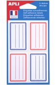 Apli Agipa - 24 Étiquettes scolaires cadre et lignes bleus, rouges - 36 x 56 mm - réf 11278