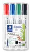 STAEDTLER LUMOCOLOR 351 - Pack de 4 marqueurs effaçables - pointe biseau - couleurs assorties