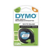 Dymo LetraTAG - Ruban d'étiquettes plastique auto-adhésives - 1 rouleau (12 mm x 4 m) - fond blanc écriture noire