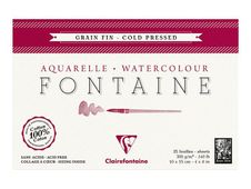 Clairefontaine Fontaine - Bloc de papier aquarelle grain fin - 10 x 15 cm - 25 feuilles - 300 g/m²