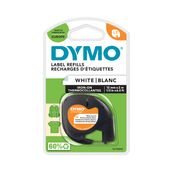 Dymo LetraTag - Ruban d'étiquettes textile auto-adhésives - (12 mm x 2 m) - fond blanc écriture noire