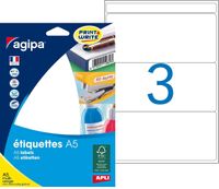 Apli Agipa - Etui A5 - 48 Étiquettes blanches multi-usages - 64 x 133 mm - coins arrondis - réf 114024