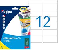 Apli Agipa - Etui A5 - 192 Étiquettes blanches multi-usages - 32 x 70 mm - coins arrondis - réf 114026