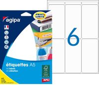 Apli Agipa - Etui A5 - 96 Étiquettes blanches multi-usages - 97 x 46 mm - coins arrondis - réf 114028