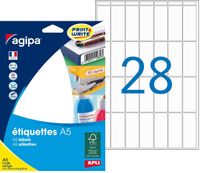 Apli Agipa - Etui A5 - 448 Étiquettes blanches multi-usages - 48,5 x 18,5 mm - coins arrondis - réf 114036