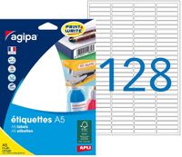 Apli Agipa - Etui A5 - 2048 Étiquettes blanches multi-usages - 6 x 33,5 mm - coins arrondis - réf 114089