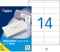 Apli Agipa - 1400 Étiquettes adhésives blanches multi-usages - 105 x 39 mm - coins droits - réf 119002