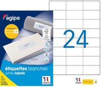 Apli Agipa - 2400 Étiquettes adhésives blanches multi-usages - 70 x 37 mm - coins droits - réf 119015