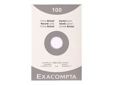 Exacompta - Pack de 100 Fiches Bristol - 10 x 15 cm - petits carreaux - non perforées - blanc
