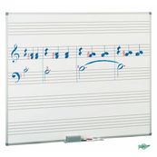 Pizarra con pentagramas blanca