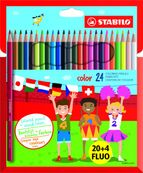 STABILO Color - 24 Crayons de couleur (20 couleurs classiques + 4 fluo)