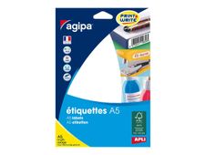 Apli Agipa - Etui A5 - 1088 Étiquettes blanches multi-usages - 11 x 30 mm - coins arrondis - réf 114034