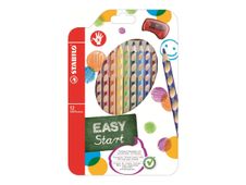 STABILO EASYcolors - crayon de couleur - noir, jaune, orange, rose, bleu d'outremer, vert feuille, bleu ciel, violet rouge, jaune vert, marron clair, rose chair, rouge cerise (pack de 12)