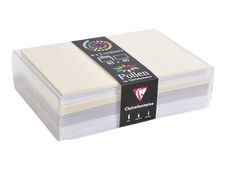 Clairefontaine - enveloppe - International C6 (114 x 162 mm) - côté ouvert - blanc, argent, blanc irisé, rose irisé, crème irisé - pack de 40