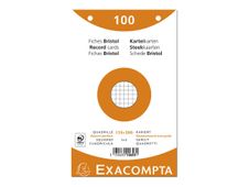 Fiches bristol quadrillées 5x5 perforées Exacompta – 125 x 200 mm – Paquet de 100 – Couleurs assorties