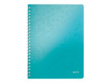 Leitz WOW - Bloc collège polypro - reliure à anneaux métalliques - A4 - 160 pages - ligné - bleu glacé