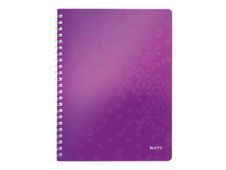 Leitz WOW - Bloc collège polypro - reliure à anneaux métalliques - A4 - 160 pages - ligné - violet