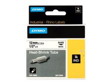 DYMO Rhino tubes thermorétractables - Polyoléfine - noir sur blanc - rouleau (1,3 cm x 1,5 m)