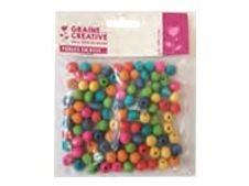 Graine Creative - sachet de 100 perles en bois - 1 cm de diamètre - couleurs variée