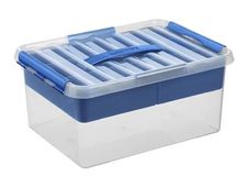 Sunware Q-line - boîte d'archive - 15 litres - bleu, transparent