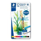STAEDTLER - crayon de couleur - rouge, bleu, vert, jaune, orange, bleu clair, pêche, violet rouge, vert saule, bordeaux, marron Van Dyke, noir (pack de 12)